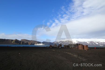 Abandoned deception island pipe metal cylinder.