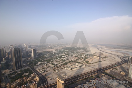 Aerial cityscape dubai western asia skyscraper.