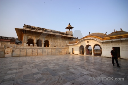 Agra south asia fort sky archway.