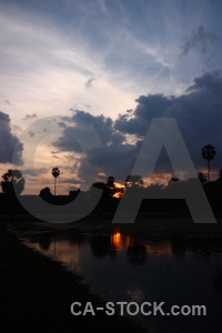 Angkor wat ruin lake reflection sky.