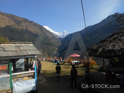 Annapurna sanctuary trek himalayan person mountain roof.