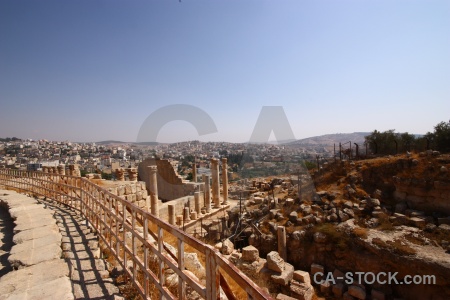 Archaeological jarash western asia ruin stone.