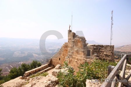 Archaeological sky stone ajloun castle.