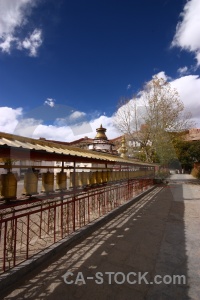 Asia shekar gyantse plateau buddhism prayer wheel.