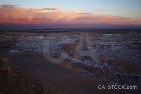 Atacama desert landscape salt rock sky.