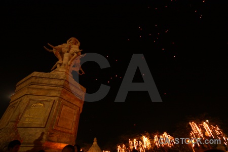 Bangkok person lantern statue southeast asia.