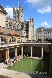 Bath roman baths building person uk.