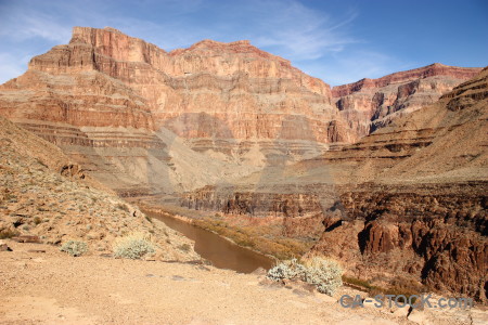 Blue brown mountain landscape desert.