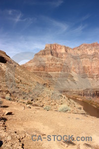 Blue rock landscape brown desert.