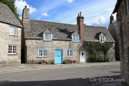 Blue street village building house.