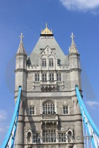 Blue tower bridge building.