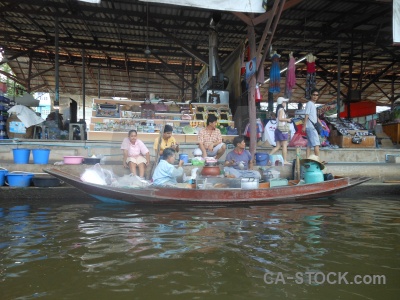 Boat floating vehicle person building.