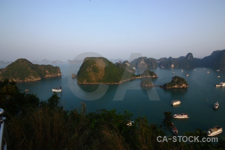 Boat southeast asia sea ha long bay tree.