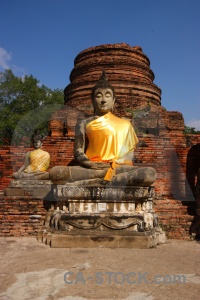 Brick buddhism temple asia phra chedi chaimongkol.