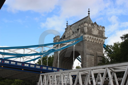 Bridge blue building tower bridge.