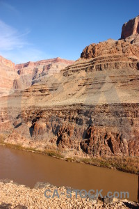 Brown rock landscape blue desert.