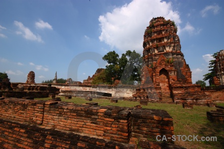 Buddhism asia tree wat mahathat brick.