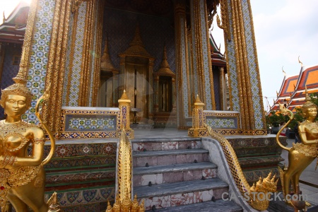 Buddhist royal palace grand step column.