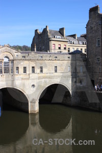 Building bridge blue archway.