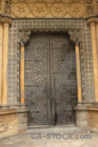 Building brown door.