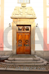 Building door white orange.