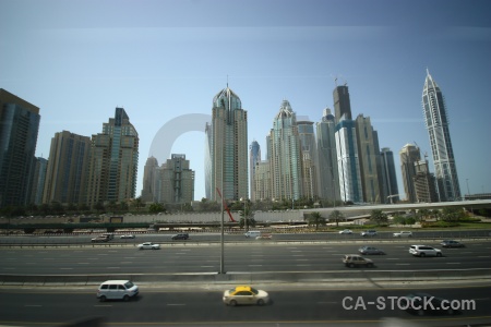 Car vehicle skyscraper western asia uae.