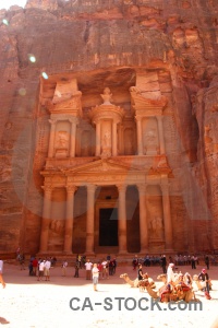 Carving nabataeans petra treasury western asia.