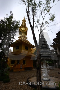 Chiang rai asia ornate gold white temple.