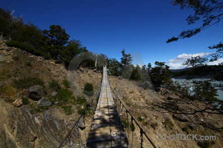 Chile torres del paine patagonia day 3 suspension bridge.