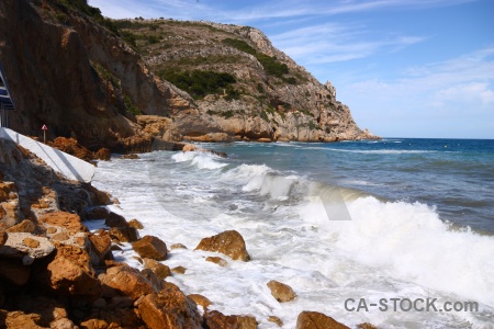 Cliff javea wave rock sky.