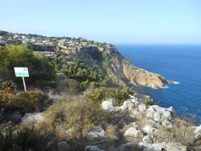 Cliff tree spain water sky.