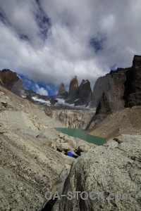 Cloud circuit trek mountain lake torres del paine.