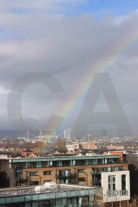 Cloud gray rainbow sky.