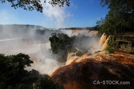 Cloud spray iguazu river iguassu falls waterfall.