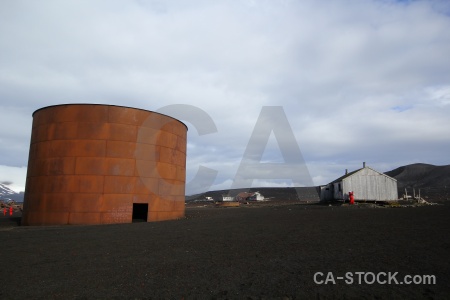 Cylinder volcano building antarctica sand.