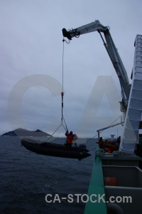 Dinghy vehicle akademik ioffe crane antarctica.