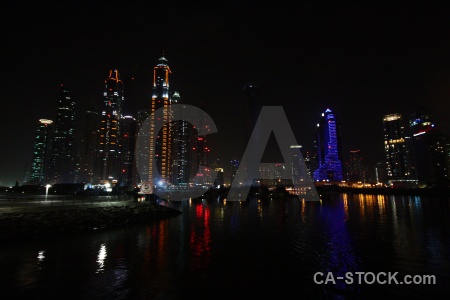 Dubai marina canal western asia reflection.