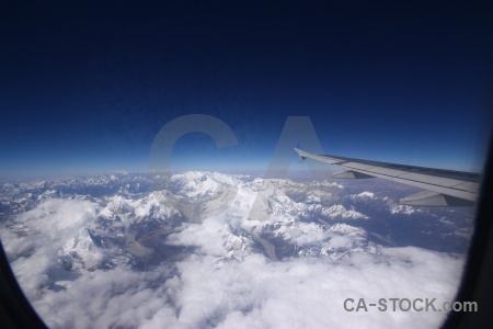 Everest snow aerial airplane wing.