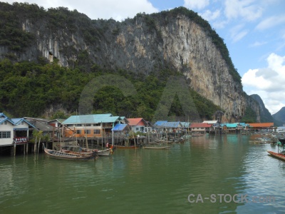 Floating thailand water asia village.