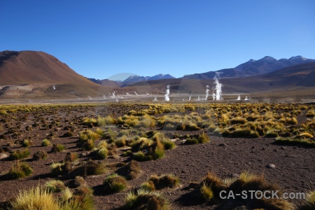 Geyser sand steam sky chile.