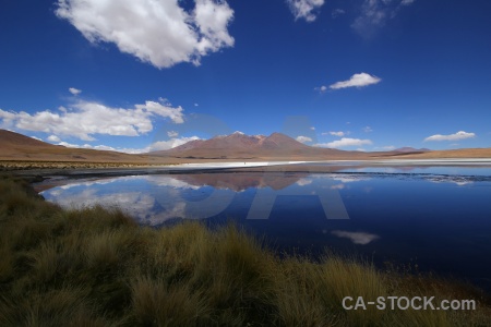 Grass cloud lake salt landscape.