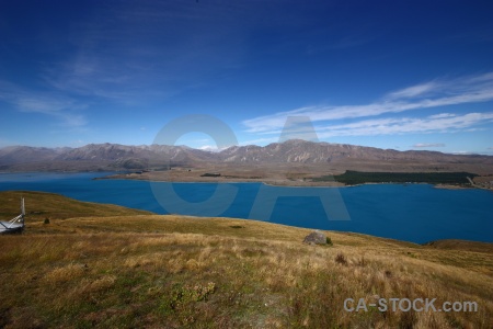 Grass landscape lake mount john sky.