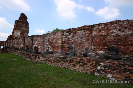 Grass temple ayutthaya asia thailand.