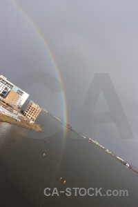 Gray cloud sky rainbow.