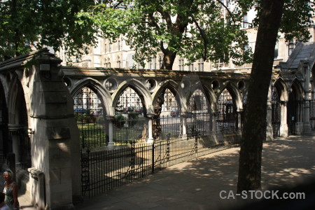 Green archway church building.