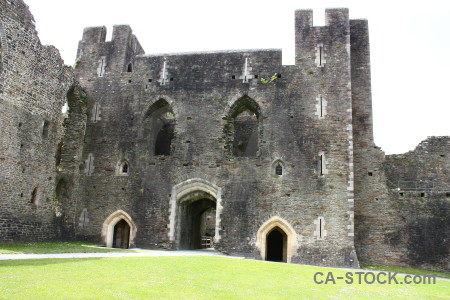 Green castle building white.