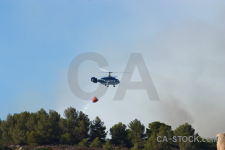 Helicopter javea europe spain smoke.