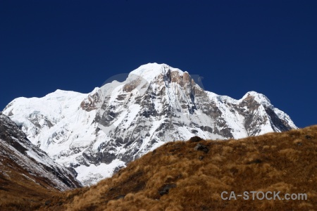 Himalayan annapurna south snowcap mountain sanctuary trek.