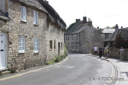 House street building person village.