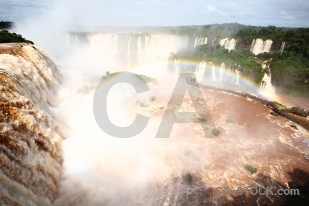 Iguazu falls waterfall rainbow brazil spray.